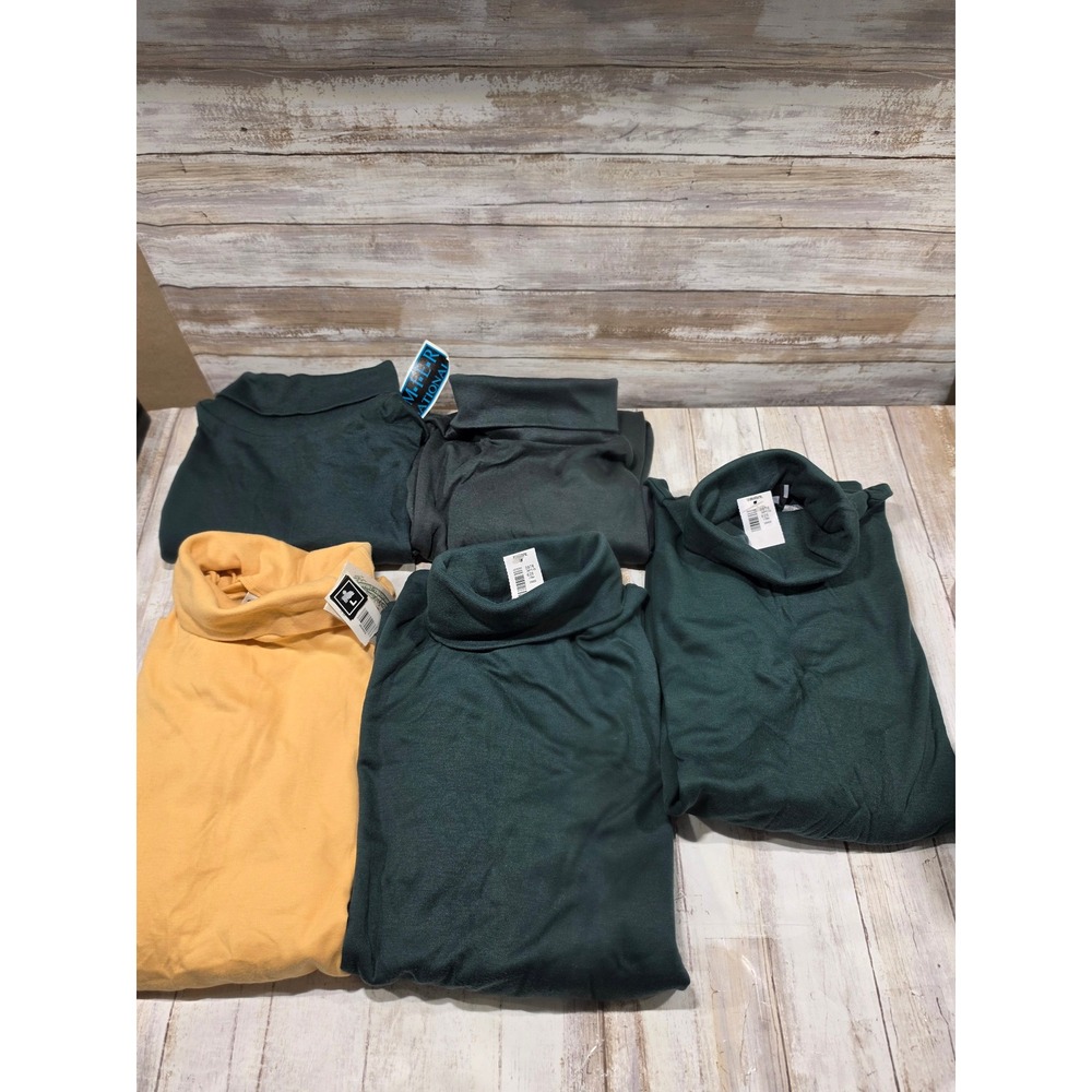 Lot of 5 Womens Turtleneck Tops Size L Green Yellow Headliners Bobbie Brooks NWT